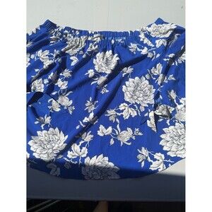 Dalia Royal Blue Floral top white flowers xl off shoulder flowy large fresh A10
